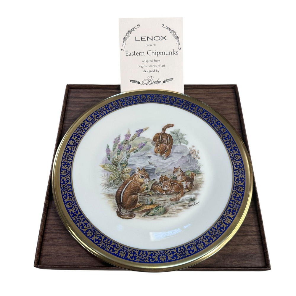 Lenox 1976 Eastern Chipmunks Boehm Woodland Wildlife Collector Plate with Box